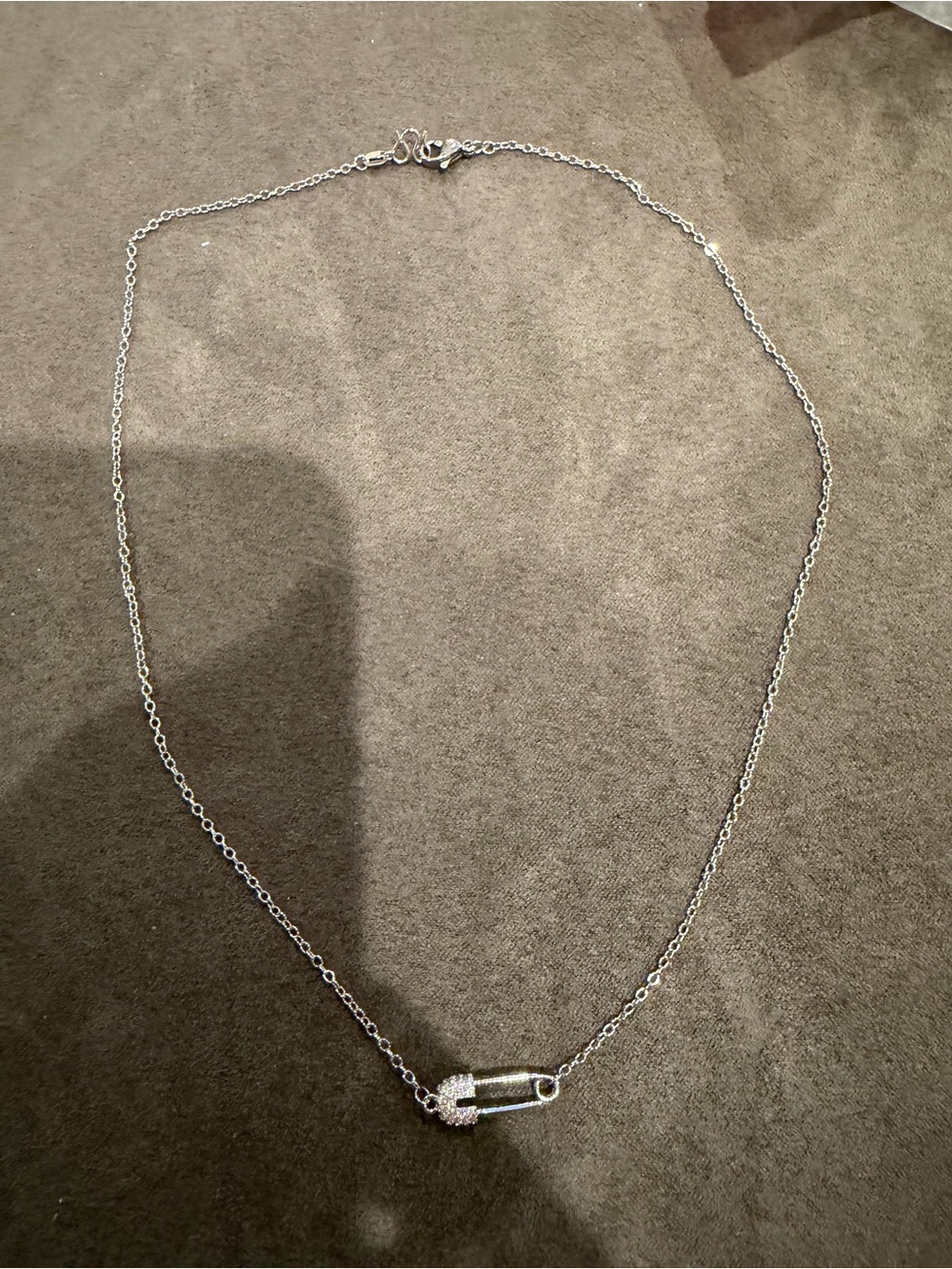 Sterling Safety Pin Pendant Necklace in Silver
